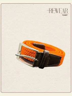 Vintage Swiss Gear Woven Stretch Belt – Orange Braided Belt Size M 40”